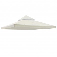 GHP 9.76'x9.76' 2-Tier 200g/sqm UV30+ Polyester Ivory Gazebo Canopy Top Replacement   